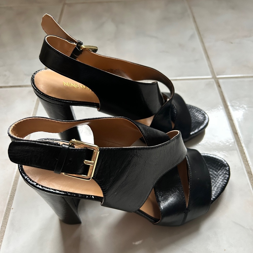Nine West Leather Platform Block Heel